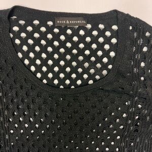 Rock & Republic Black Mesh Knit Women's Sweater